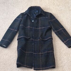 Express Black and Brown Plaid Trench Coat